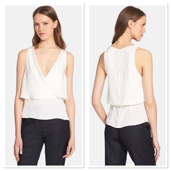Theory Alizay Silk Top in Ivory (C2) - Picture 1 of 7